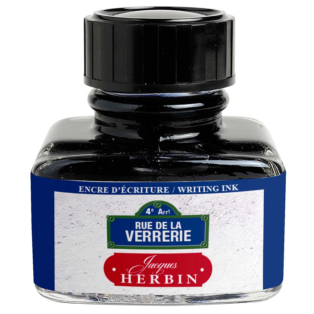 Jacques Herbin Paris ink bottle 30ml Bleu Verrerie 13817T